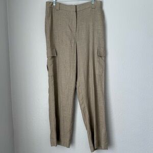 House of Harlow 1960 Linen Blend Cargo Pants Tan Size 12 Vacation Resortwear